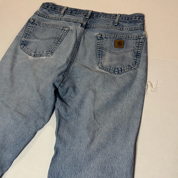 CARHARTT MEN’S SLIM FIT TAPERED LEGS LIGHT WASHED DISTRESSED JEANS - Picture 6 of 10